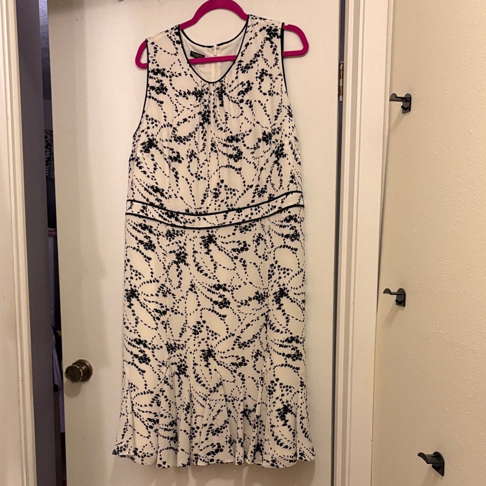 NWT-Talbots Black and Cream Floral Midi Dress